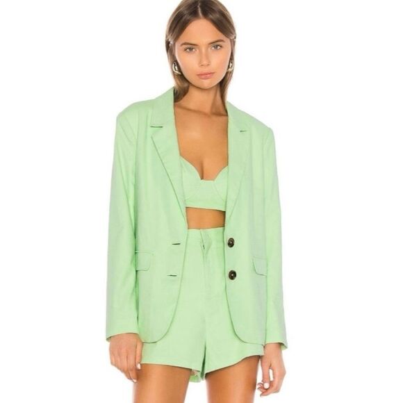 NWT Camila Coelho Revolve Adah Blazer Jacket Soft Mint Blue Women's Large - Picture 4 of 14